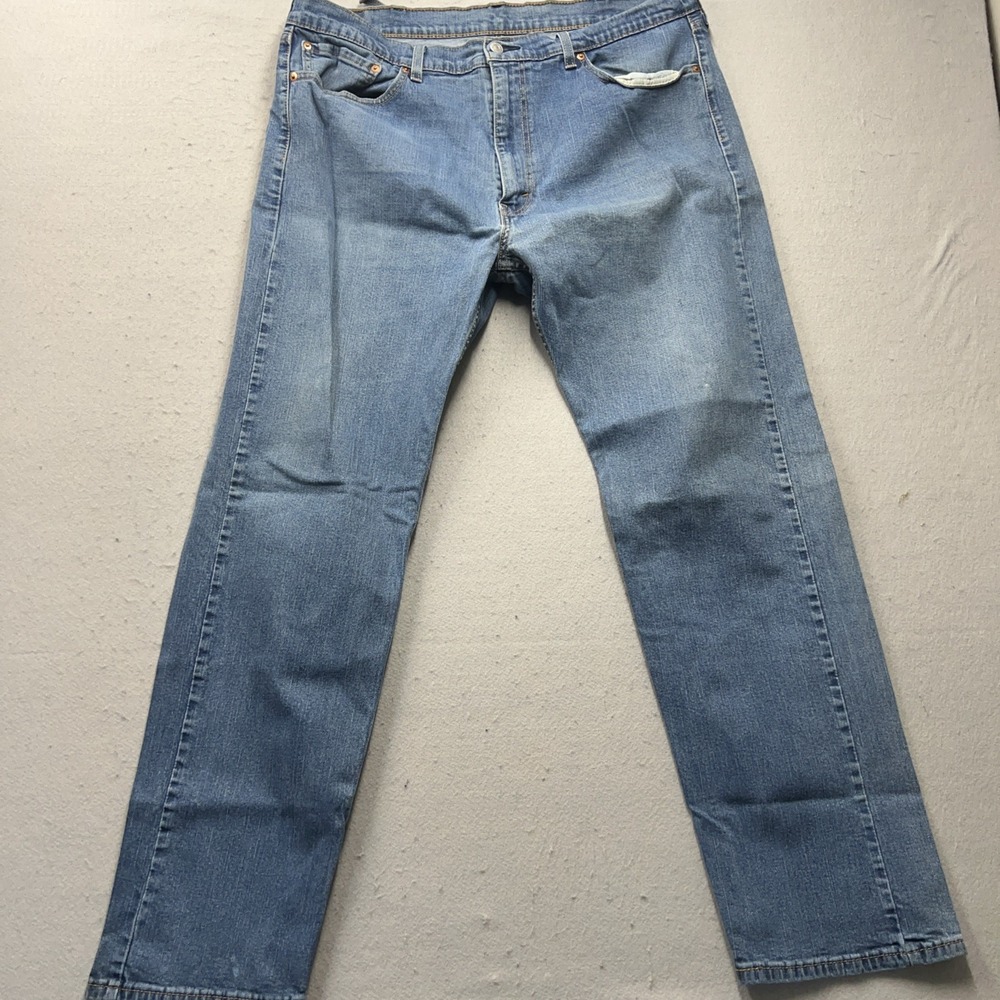 Levi's 505 Straight Jeans 40x32 Medium Wash Relaxed Fit Denim Distressed Work